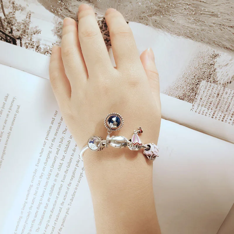 

Authentic 925 Sterling Silver Charm Creative Rotating Globe Fashion Pendant Fit Pandora Women Bracelet & Necklace Diy Jewelry