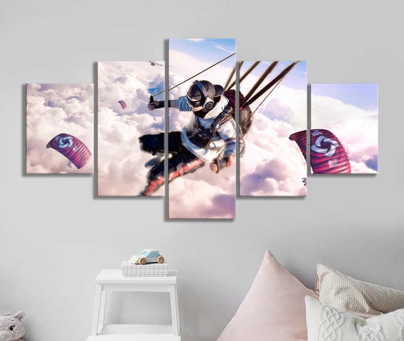 Игровой постер Pubg с парашютной кожей чемпионата художественные картины на