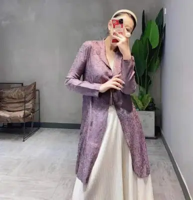 Тренчкот Miyake с отложным воротником жаккардовая Длинная ветровка на одной