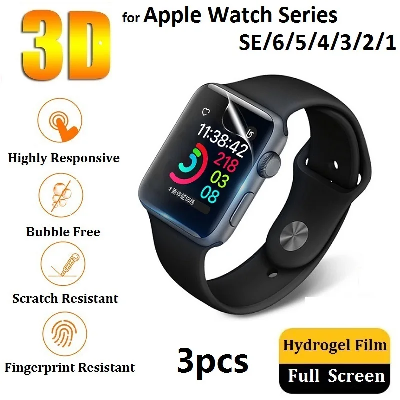 

3D Full Screen Protector for Apple Watch Series 6 SE 5 4 44mm 40mm iWatch 3 2 1 42mm 38mm (Not Glass) Film Foil Hydrogel