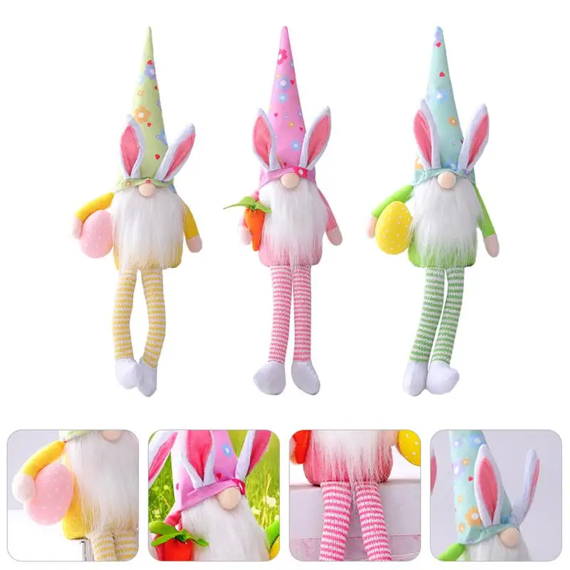 

3pcs Lovely Easter Bunny Gnomes Decor Swedish Tomte Elf Dwarf Home Ornaments