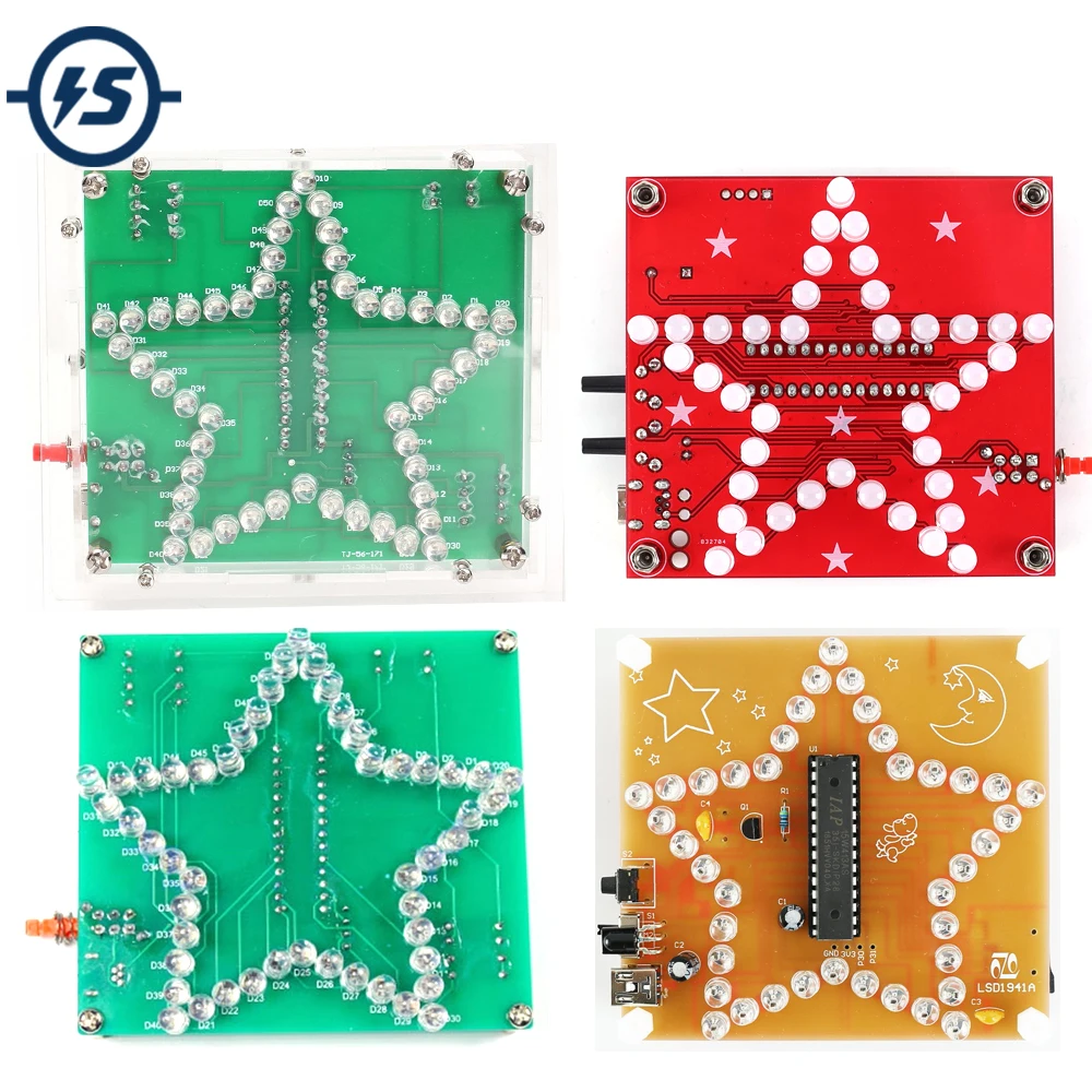 Five-Pointed Star Water Light LED DIY Kit Colorful Glittering Flashing RGB Pentagram | Электронные компоненты и