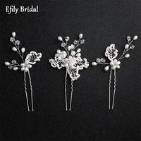 efily 3pcslot silver color crystal bridal hair pins flower wedding hair accessories for women bride headpiece bridesmaid gift