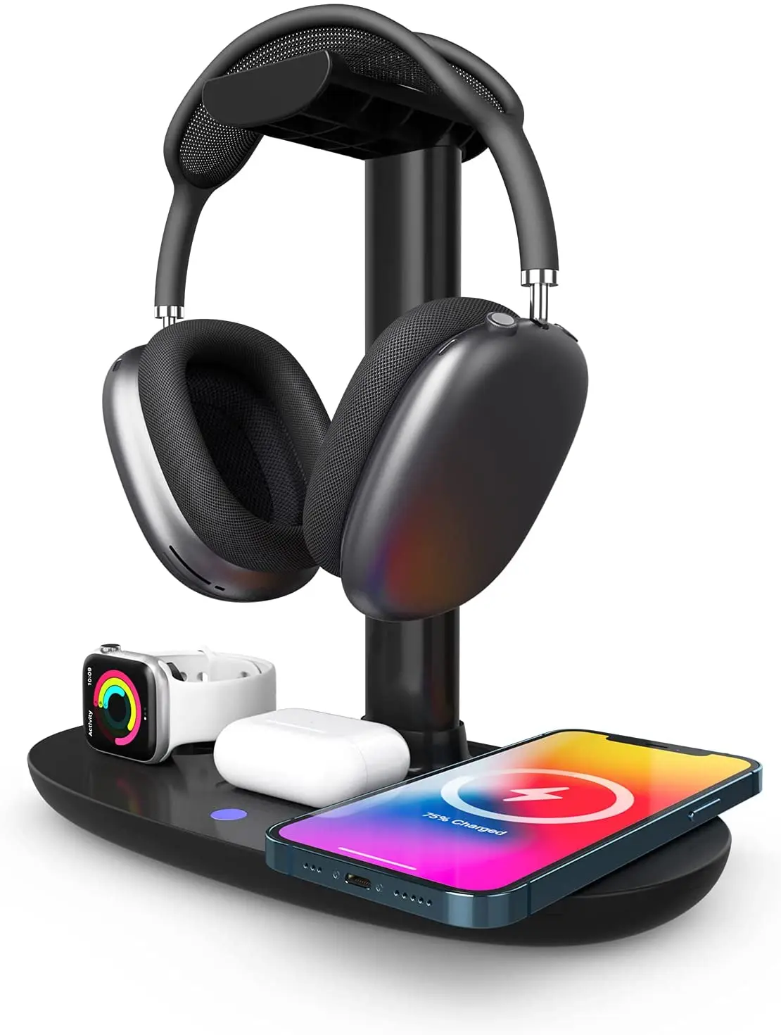 

Беспроводное зарядное устройство 4 в 1, подставка для наушников 15 Вт для AirPods Max/Pro/2 iWatch 7/6/5/4/3/2/1/SE iPhone 13/12/11/XS/XR/X/8 серии
