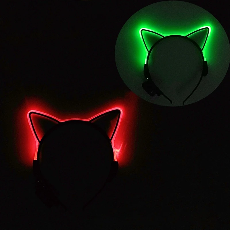 2 шт Хэллоуин светящиеся кошачьи уши дети обруч для волос игрушка Свадебная