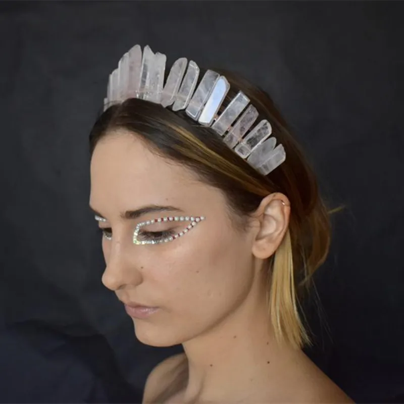

Boho Bridal Wedding Green Headdress Crystal Quartz Crystal Mystic Hair Acc Comb Crystal Headpiece Bohemian Hairwear Accessories