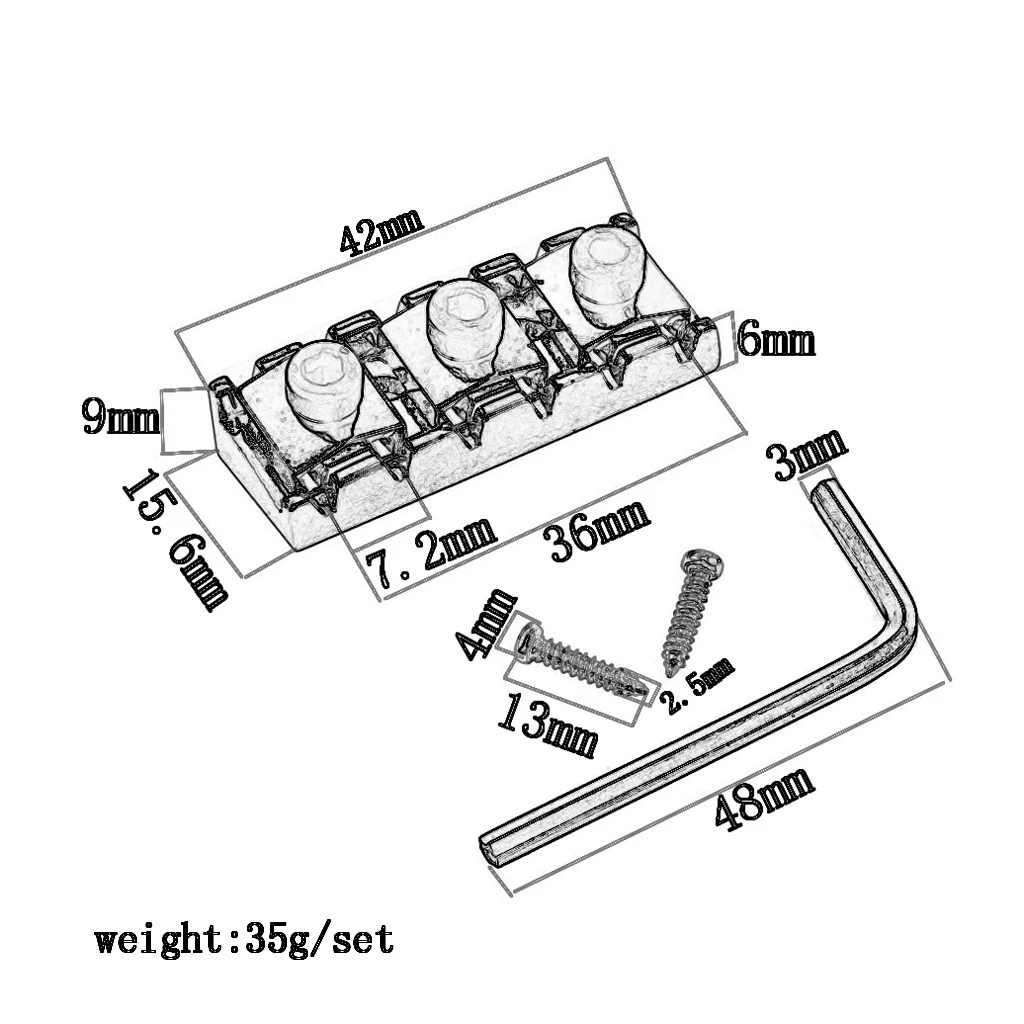 

42mm Zinc Alloy Guitar Locking Nut String Lock for Guitar Accessory Black