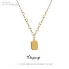 Женское Ожерелье Yhpup, стильное ожерелье с квадратной подвеской из нержавеющей стали, Золотая подвеска, ювелирное изделие, стильное ожерелье, подарок для женщин