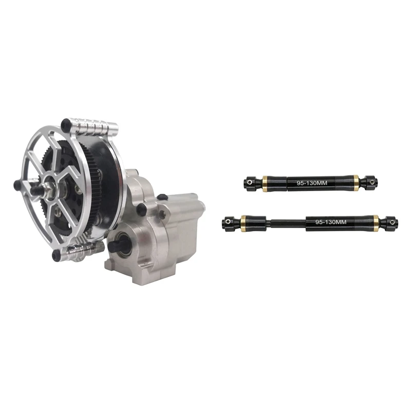 

2 Set RC Car Part: 1 Set Metal CNC Gear Box Transfer Transmission Case & 1 Set Metal CVD Drive Shaft 95-130mm