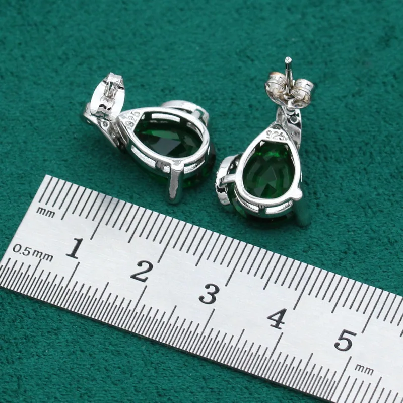 925 серебро ювелирные наборы для женщин вечерние зеленый браслет из голубых