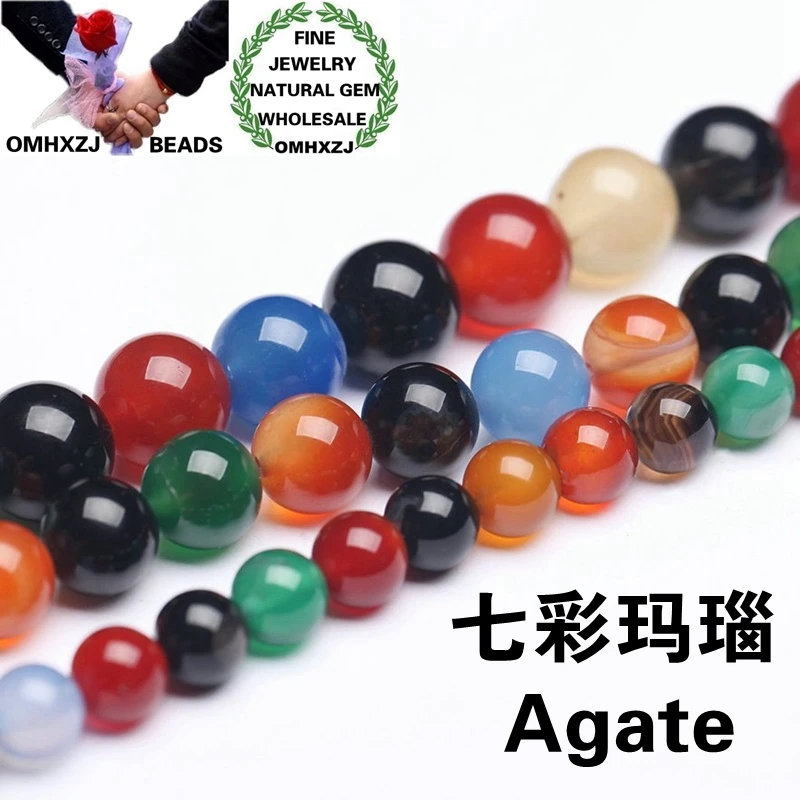 

OMHXZJ Wholesale ZB97 468 10 12mm DIY Bracelet Necklace Jewelry Making Accessories Findings Natural Stone Fine Agate Round Beads