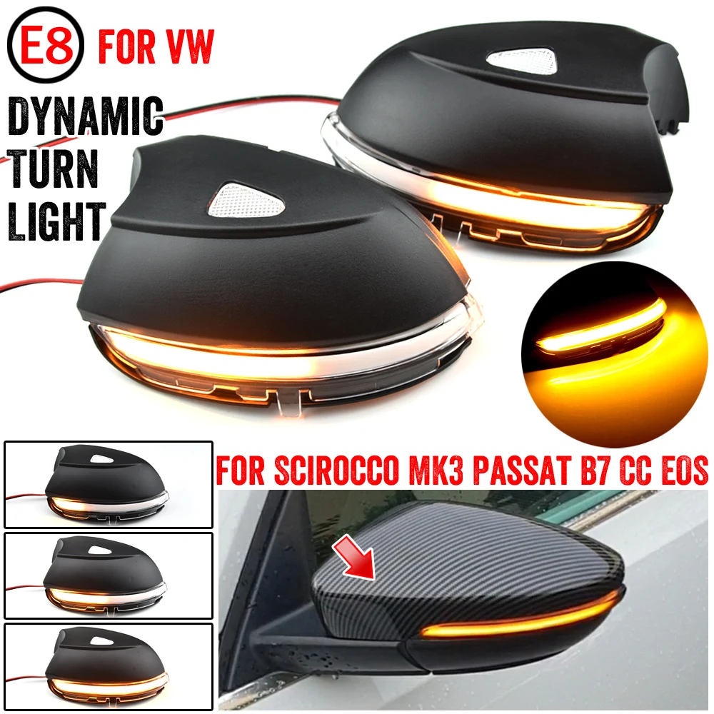 

2pcs For VW Passat B7 CC Scirocco Dynamic Blinker Side Mirror indicator For EOS Light Beetle 2011 2014 LED Turn Signal Light