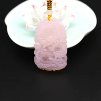 natural pink jade dragon pendant necklace chinese hand carved charm jewelry accessories fashion amulet for men women lucky gifts