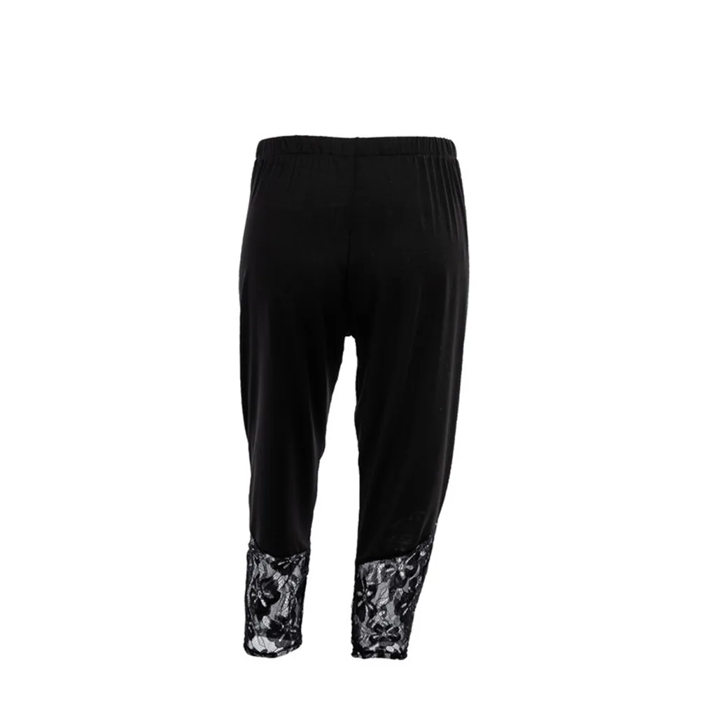 

New Women Casual Basic Summer Lace Pant Black Tight Leggings Calf-Length Yoga Plus Size XL~5XL