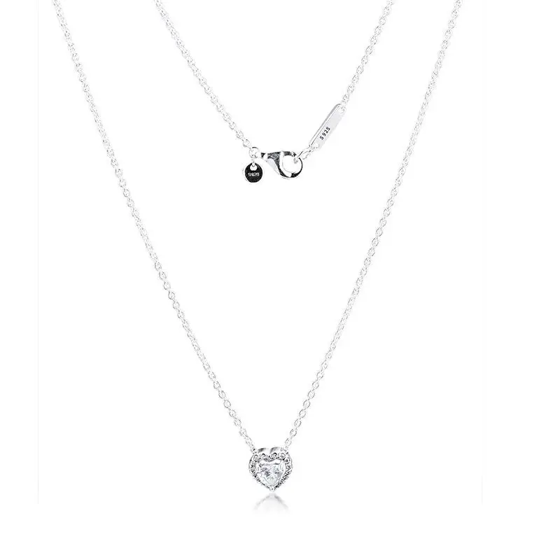 

2019 Winter Christmas Gift 925 Sterling Silver Sparkling Heart Pendant Necklace with CZ Silver 925 Jewelry Necklaces for Women