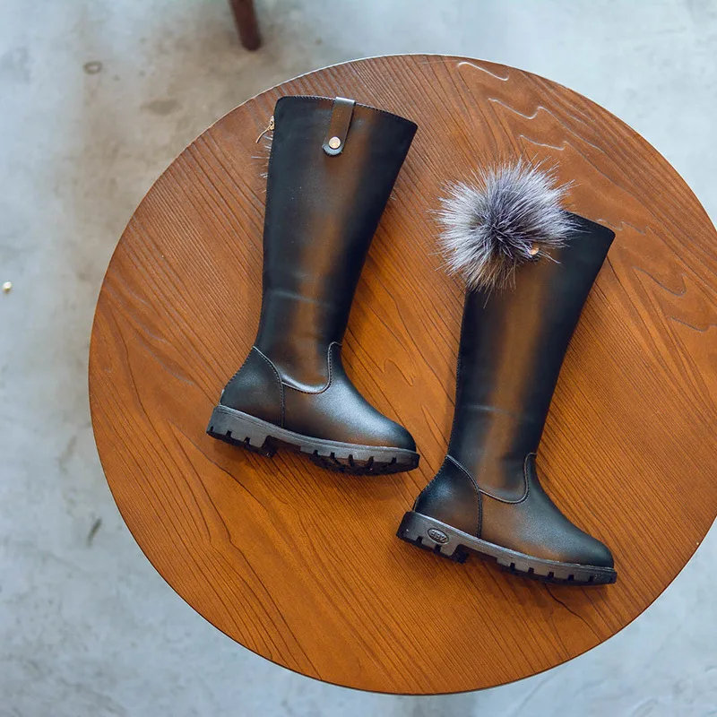 Ботинки для девочек Сезон осень зима Детские ботинки на меху Бархатная теплая