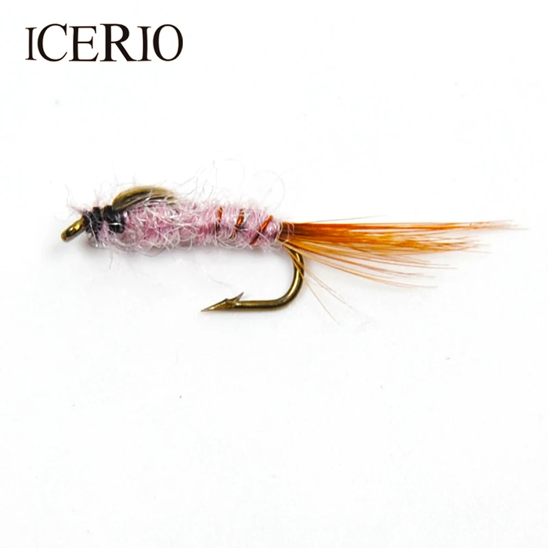 ICERIO 8 шт #12 латунная веревка коричневая Nymphs Midge Mayfly приманки на форель для ловли