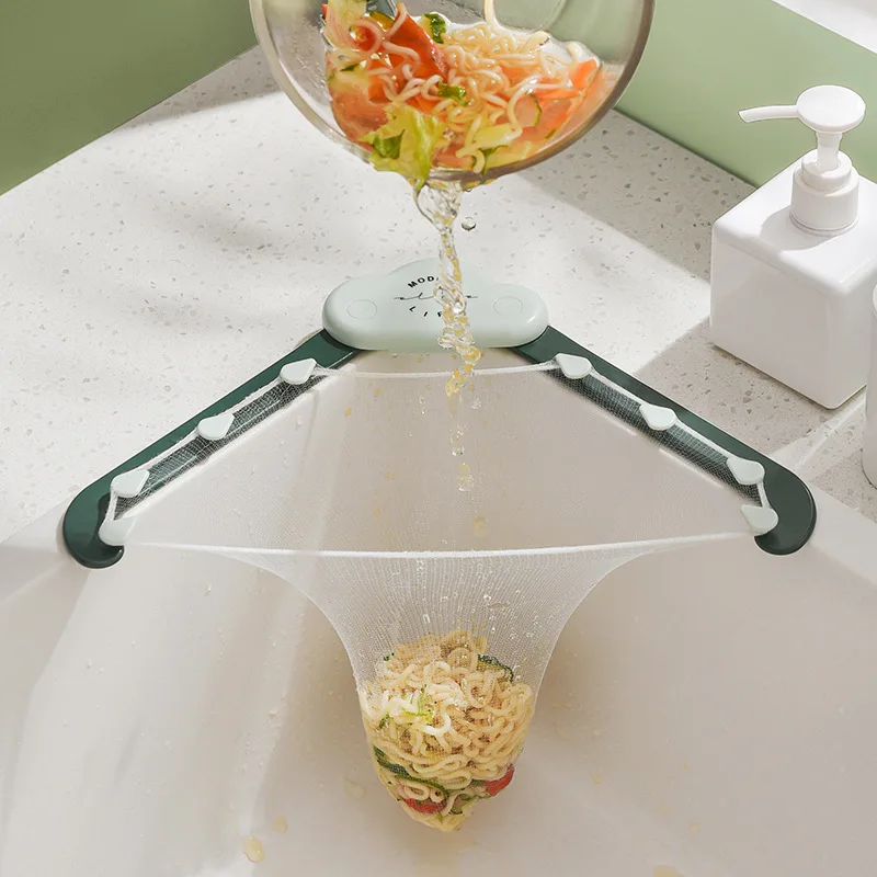 

Triangular Kitchen Sink Strainer Rack Food Residue Filter Bag Vegetable Fruit Drainer Basket Portable Housewares Accessories