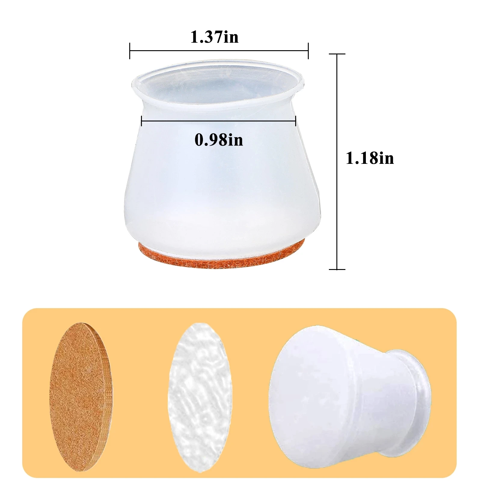 

16pcs Silicone Chair Leg Caps Table Foot Pads For Round Bottom Non-slip Furniture Covers Socks Floor Scratch Protectors Foot Pad