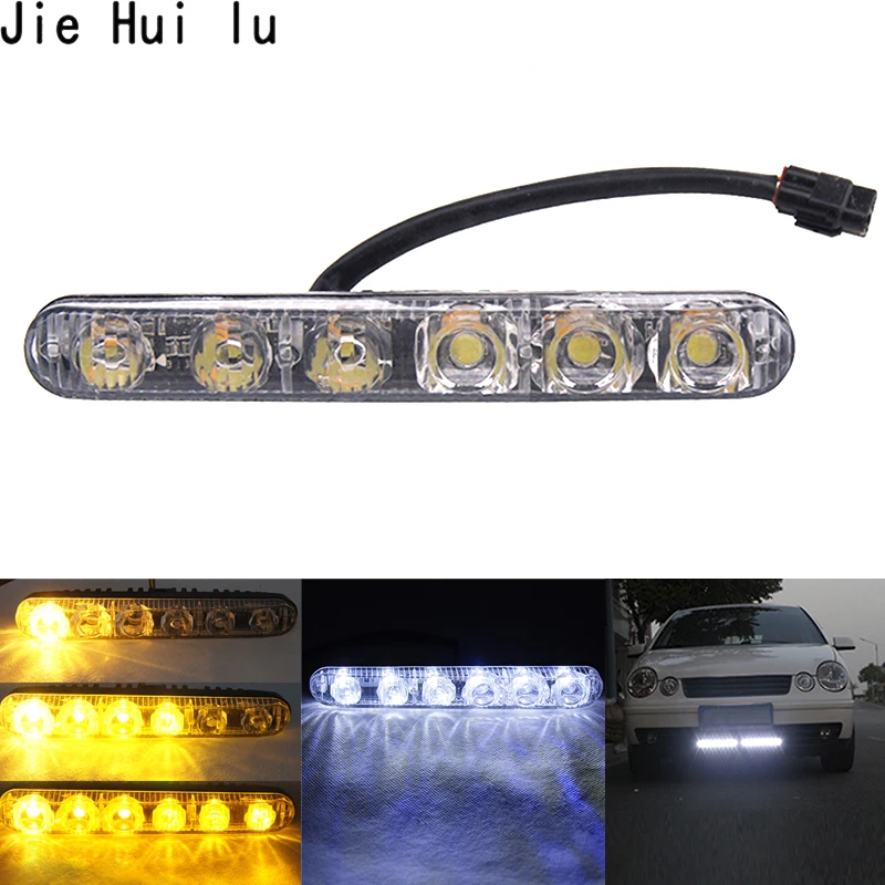 2 шт. течет Авто дневные ходовые огни 6 9 Led белый желтый указатель поворота бар