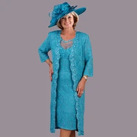 blue lace mother of the bride dresses 2021 plus size wedding evening dress with jacket robe mere de la mariee gift for guest