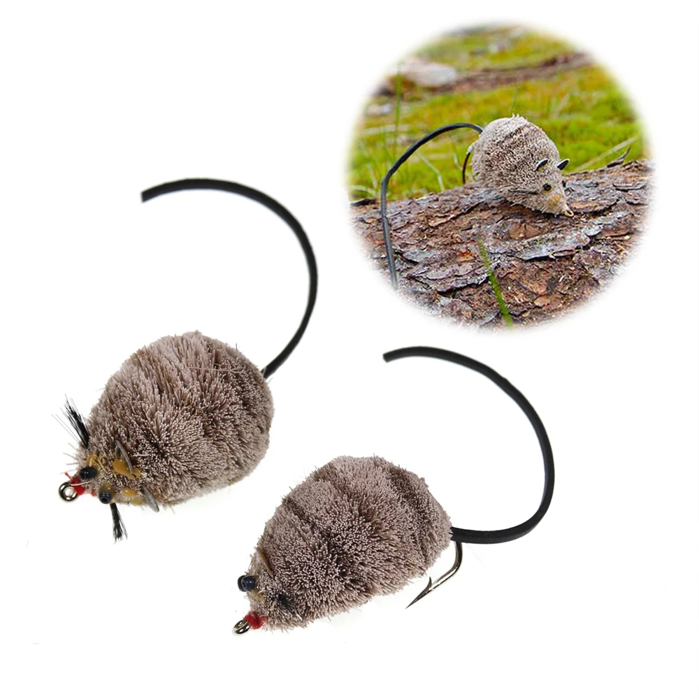 ICERIO 1 Piece/box Deer Hair Mouse Fly Topwater Lures Poppers Trout Bass Pike Fishing Fly Floating Rat Baits 2/0