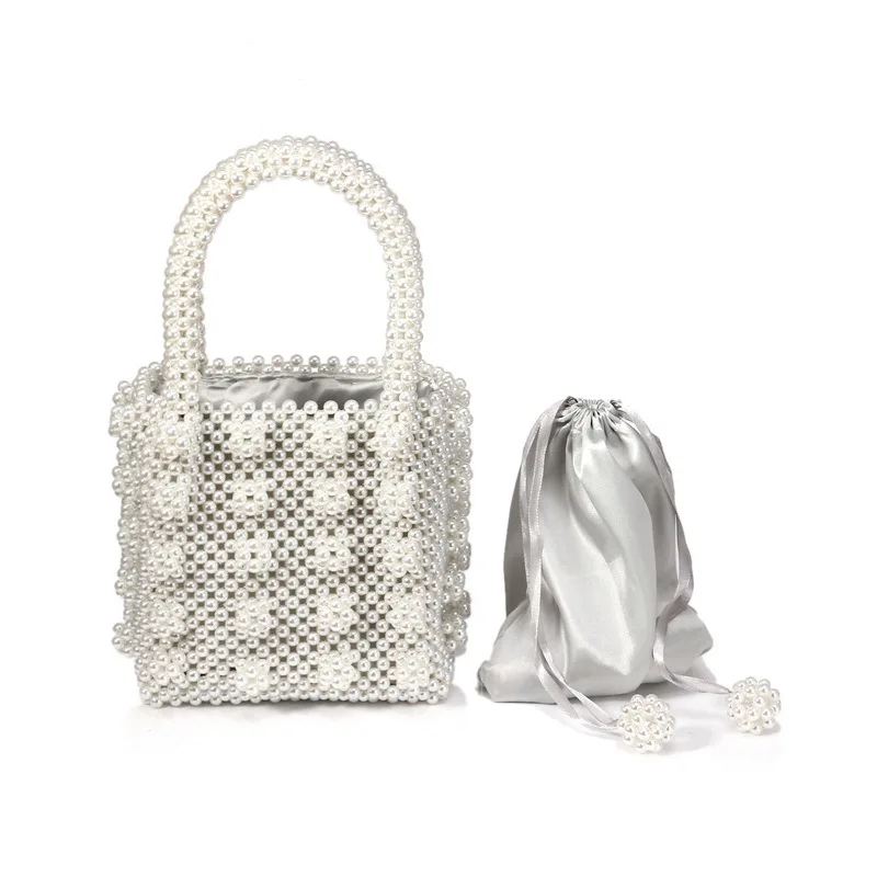 

New pearl bag for girls web celebrity ins woven handbag handmade beaded bag