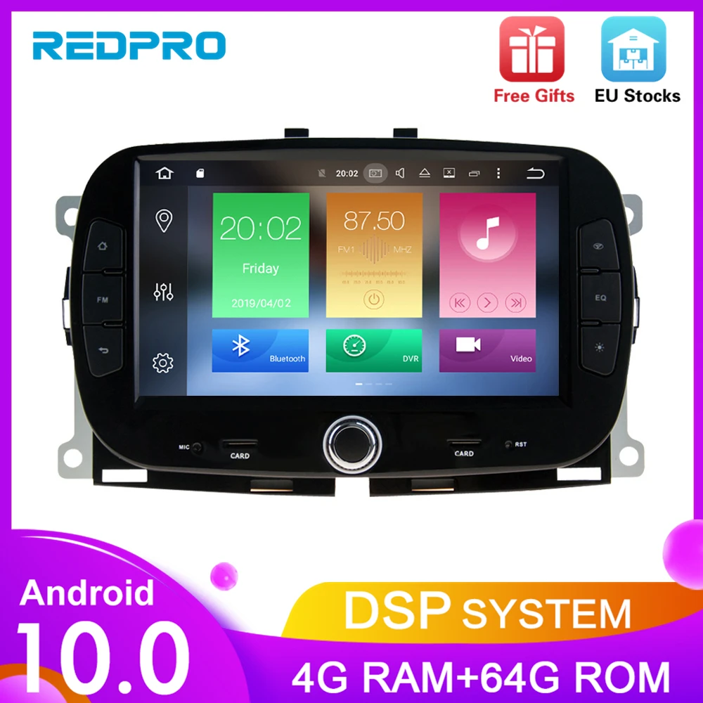 Redpro навигация 4G RAM Android 9 0 10 автомобильный Радио dvd плеер мультимедиа для Fiat 500 2015 +
