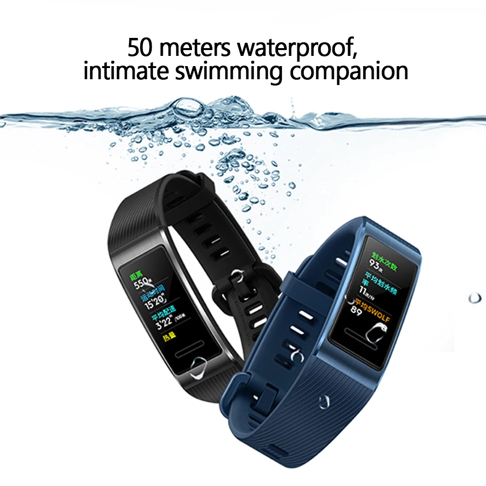huawei Band 3 Pro gps Amoled 0,95 'Полноцветный Сенсорный Водонепроницаемый металлический браслет с датчиком пульса для плавания и сна