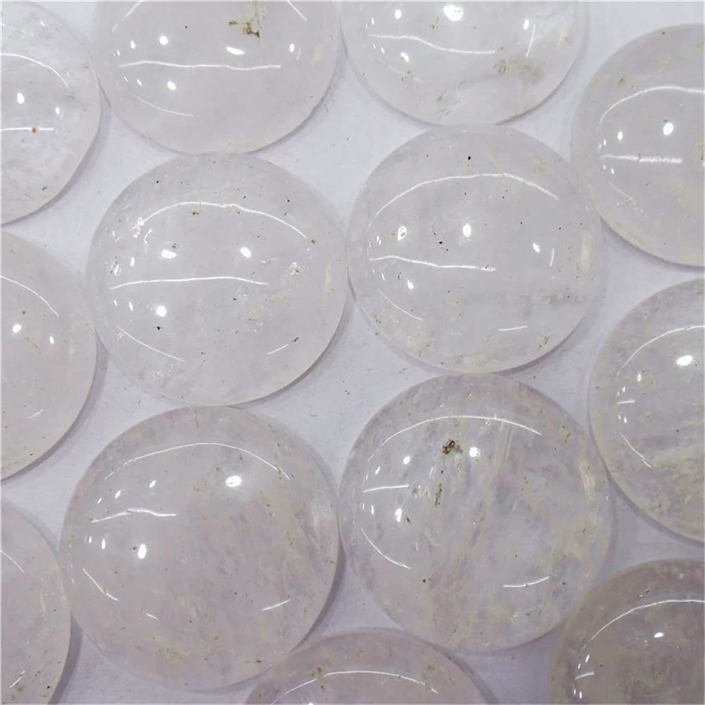 

20Pcs 25x5mm Wholesale Natural White Rock Crystal Round Cab Cabochon DIY Jewelry Making Accessories M94