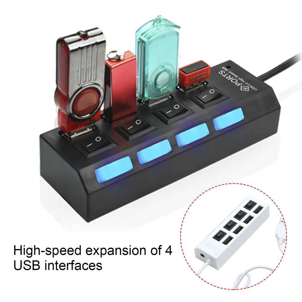 

USB3.0 Hub 4 Ports USB Hub Power Adapter Port Multi-Expander with Independent On/Off Switch USB HUB Splitter Adapter for Laptop