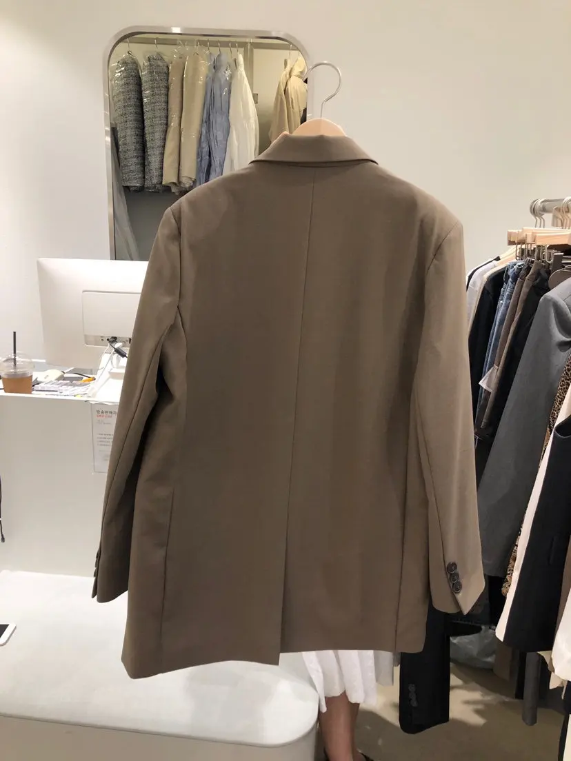 

Spring Fashion Black Blazer Suits Women 2021 Plus Size Tailleur Femme Single Button Oversized Casual Jacket pocket