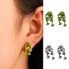 2021 винтажные необычные серьги-гвоздики в виде лягушки для женщин серебряного цвета геометрические зеленые забавные женские серьги в виде животных крутой милый подарок на Хэллоуин