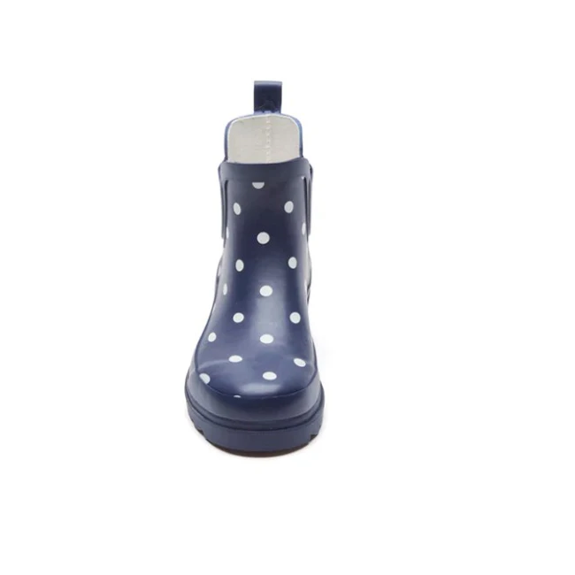

Good quality fashion design classic polka printed elastic bands red ladies ankle neoprene rubber galoshes