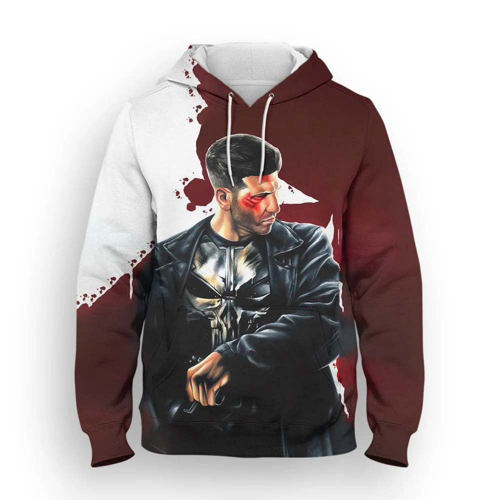 

2021 New Spring Autumn Men Oversize Sweatshirt Marvel Punisher 3D Print Women Hoodies Harajuku Style Children Clothing