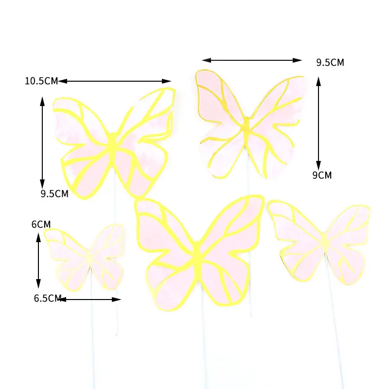 

Cute Cake Topper Card Creative Party Decor Supplies Sweet Butterfly Lightweight Cake Decor Pink Painted Cake Insertion 1PC / 5PC