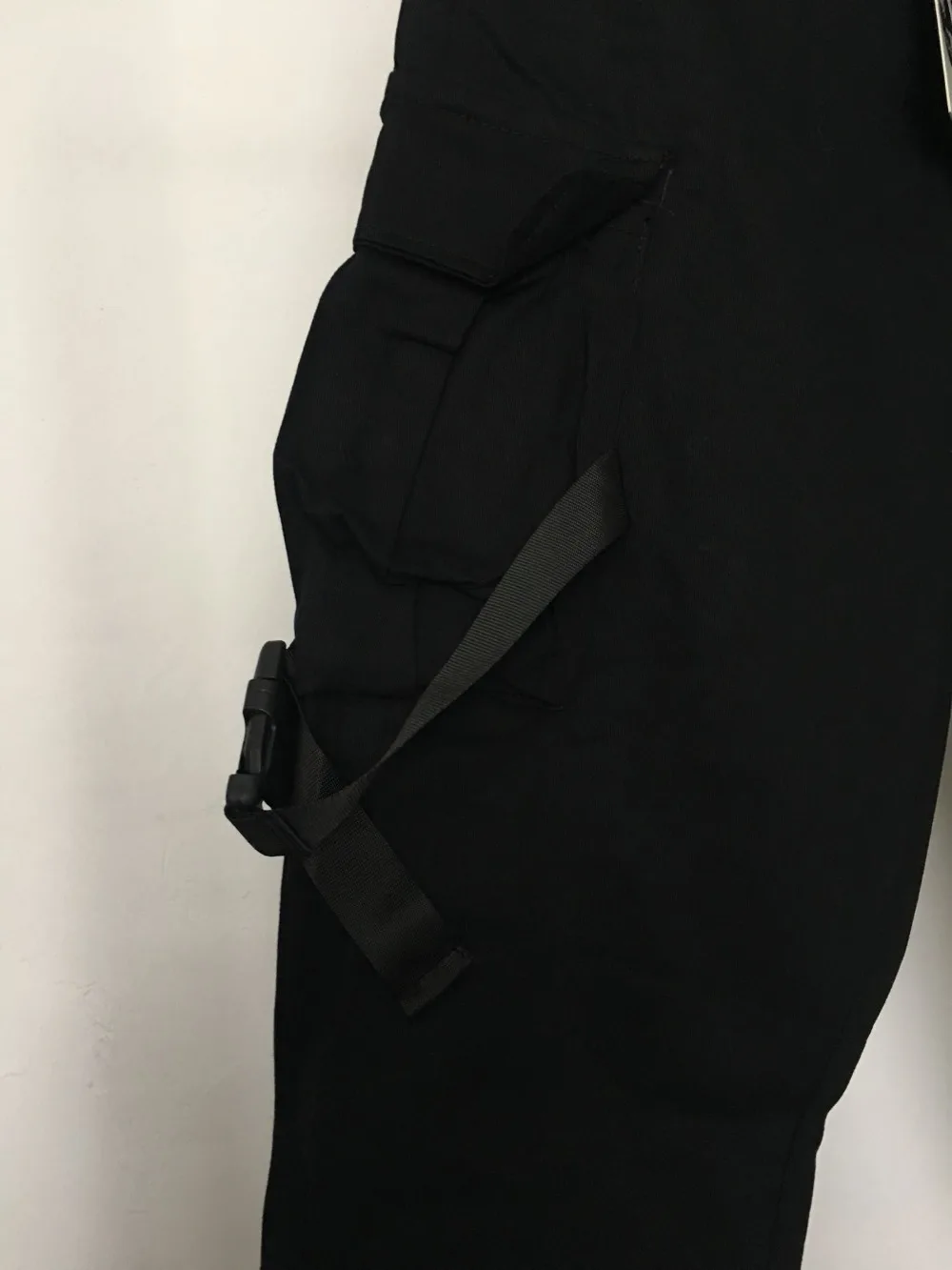 

Men personality ribbons hip hop cargo pants multi pockets casual joggers men black streetwear korean style harem pants