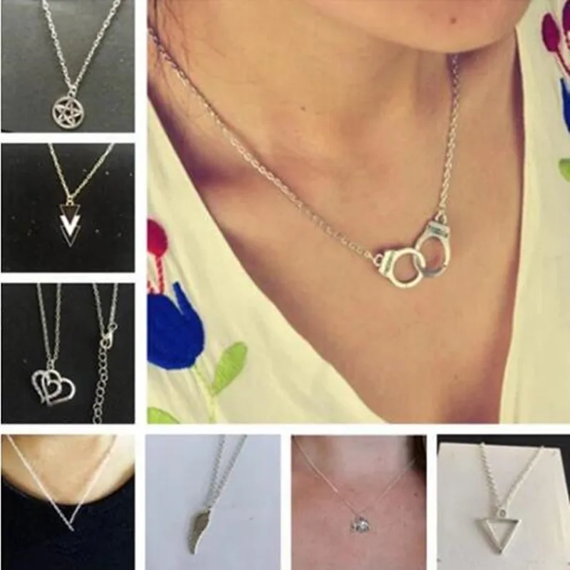 Европа в стиле готика панк Винтаж Ручная ладонь слон Луна треугольное ожерелье