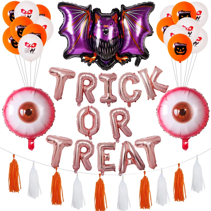 

На Хэллоуин с надписью Trick Or Treat комплект с буквенным принтом для ужасные глаза летучей мыши Алюминий пленки воздушный шар украшения на хэло...