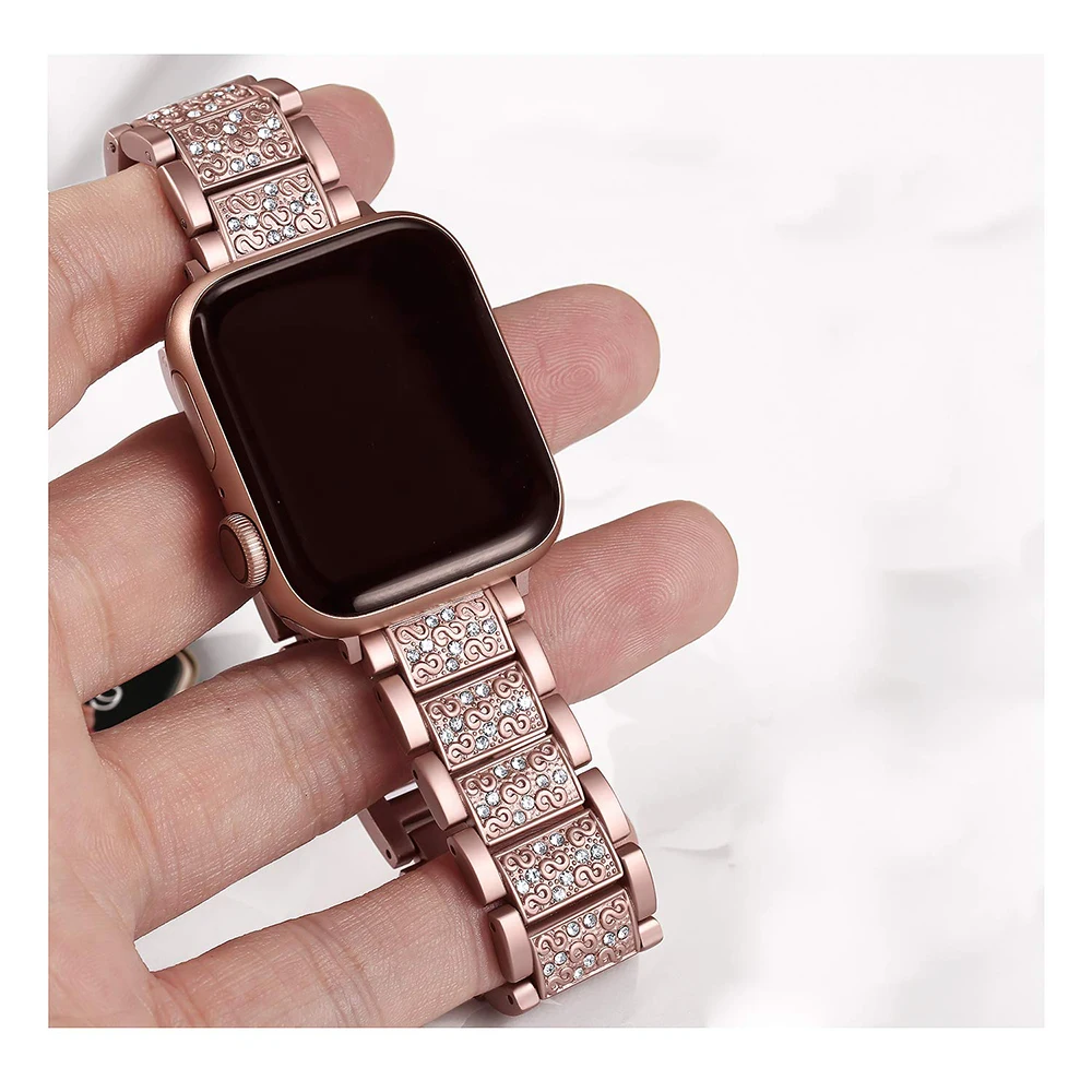 Стразы браслет из нержавеющей стали ремешок для наручных часов Apple Watch серии 1/2/3 40