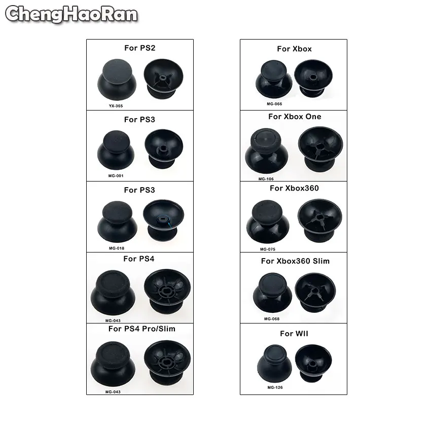 ChengHaoRan 100pcs Analog Joystick Thumb Stick Grip Cap for Sony PlayStation Dualshock 2/3/4 PS2 PS3 PS4 Xbox 360/One Controller