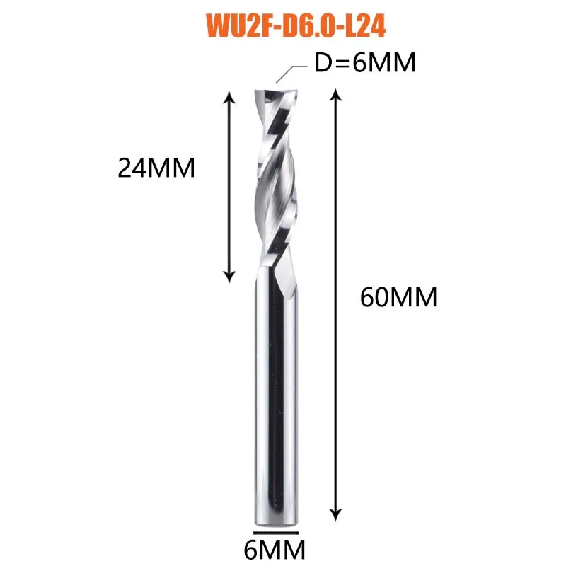 

Dreanique 1 шт. WU2F UP твердосплавная фреза 3,175 4 6 8 мм 2-зубая спиральная фреза Твердосплавная концевая фреза по дереву МДФ