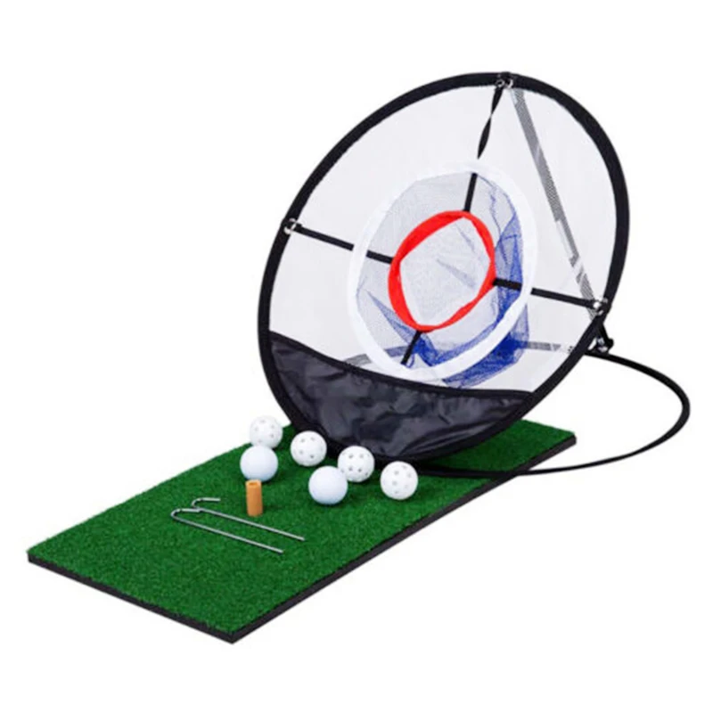

Golf Chipping Net Cages with Balls and Mat Set Practice Aid Indoor & Outdoor Beginners Pitching Hitting Practice Training Use