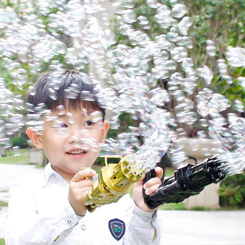 M&aacute;quina de burbujas de agua y jab&oacute;n 2 en 1 para ni&ntilde;os, juguete autom&aacute;tico de pistola de burbujas para regalo-3