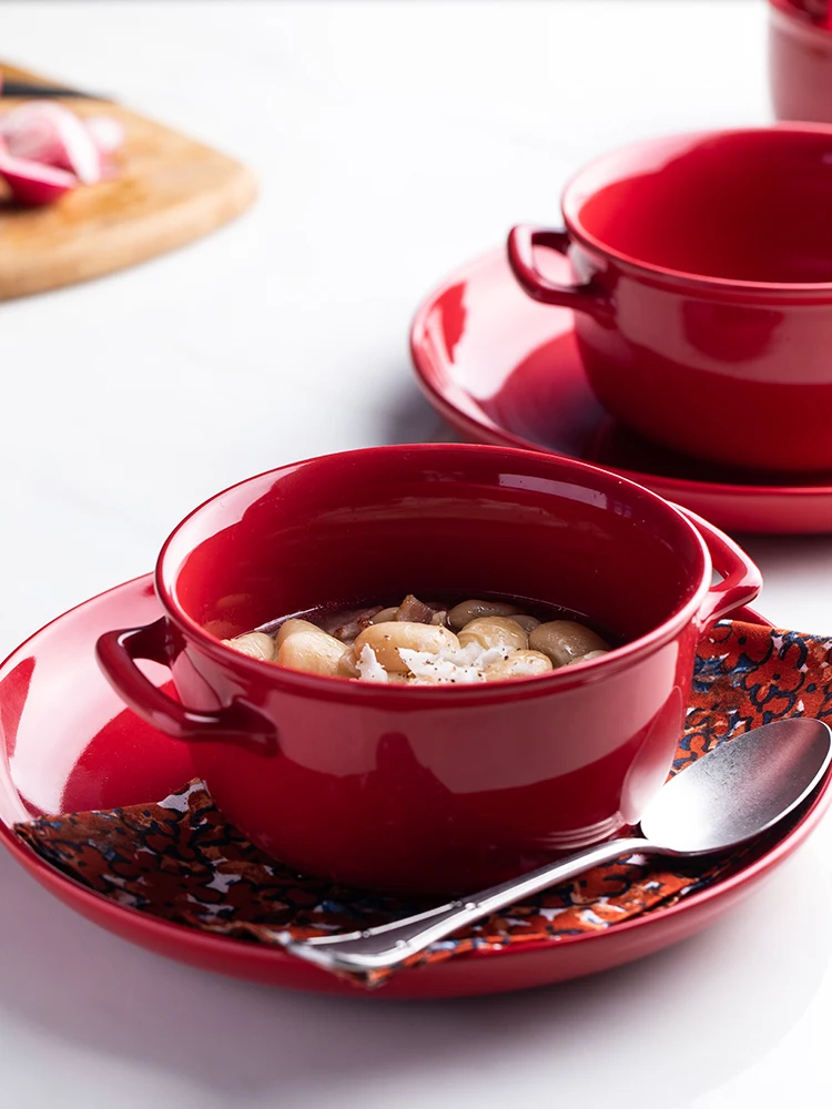 Роскошные наборы керамической посуды с Красной глазурью кухонная утварь