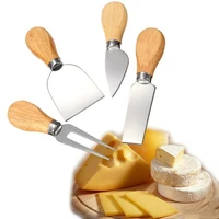 wholesale 4 pcs200set800pcs lot travel cheese knives setcheese knifeshaverfork and spreaderwooden handle sn1343