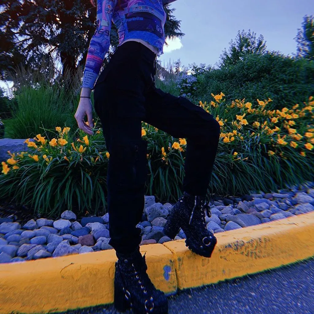 Брюки-карго Женские повседневные уличная одежда джоггеры с завышенной талией