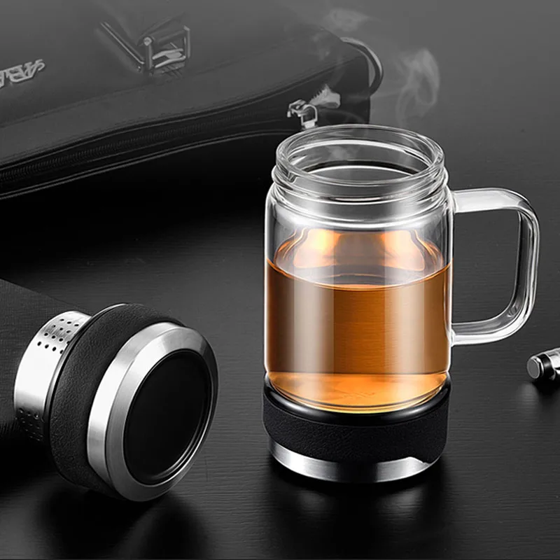 Curge 350 мл высокого класса стеклянная чашка для чая портативная двойная бутылка с