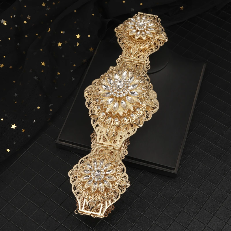 Moroccan style caften wedding dress large decorative jewelry belt noble round crystal hollow-flowered metal | Аксессуары для
