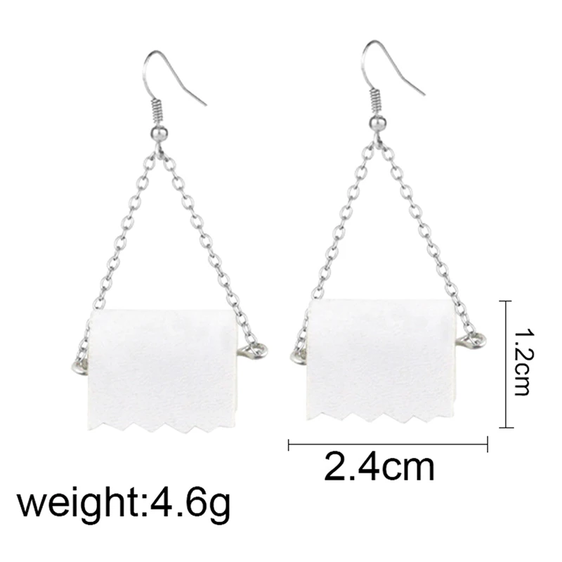 

NEW Funny Earrings 3D Roll Paper Dangle Earring Geometric Drop Earrings Creative Paper Towel Toilet Paper Studs for Women